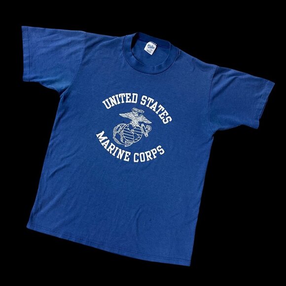 Velva Sheen Other - Vintage US Marine Corp T Shirt Large Velva Sheen USA Blue 80s Single Stitch READ